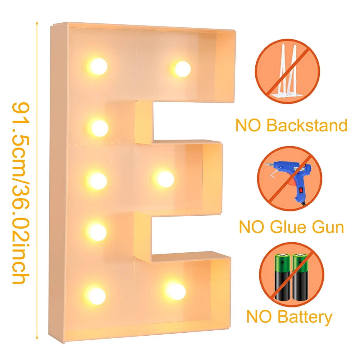 91,5 cm gigantische brief led-lichtframedoos babyshower 1e verjaardag bruiloft decor kerst doe-het-zelf naam ballonvuldoos