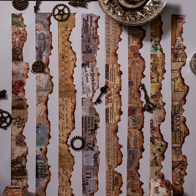 Journamm 25mm * 3m Vintage Washi เทปขยะ Journal Masking เทป DIY Scrapbooking อุปกรณ์ Planner Photo Album Deco สติกเกอร์