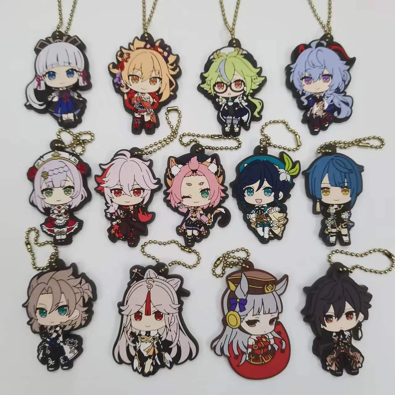 Anime Genshin Impact Kunikuzushi Morax Kaeya Xiao Hu Tao Tartaglia Keychain Badge Cartoon Cosplay Pendant Accessories