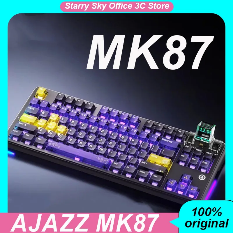 

AJAZZ MK87 Mechanical Keyboard Wireless Tri-mode TFT Screen Gasket 10000mAh RGB 87Keys Hot Swap PC Esports Gaming Keyboards