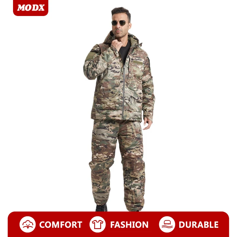 

Зимний уличный теплый тактический хлопковый костюм, мужской ветрозащитный водонепроницаемый штурмовой камуфляжный комплект, теплый тренировочный костюм из мягкой оболочки, 2 предмета