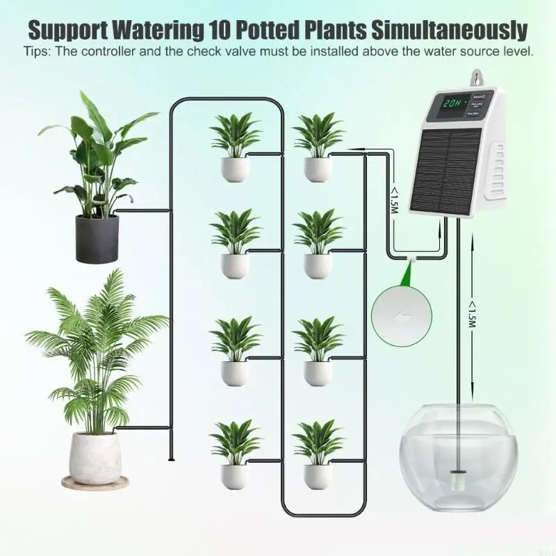 Solar Drip Watering Systems Including Easy Installation for Indoor and Outdoor Plant Care Gardens and Homes Use M4YD