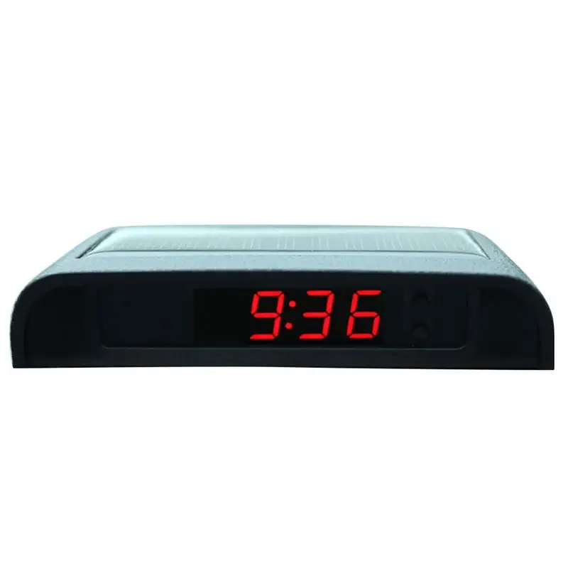 Portable Solar Car Digital LCD Clock & Temperature Display Auto Dashboard Clocks Backlight Electronic Screen Temperature Clock