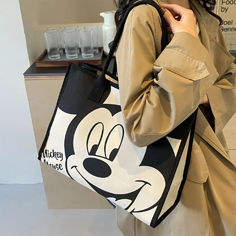 Disney Mickey Women's Large Capacity Shoulder Bag Korean Version Tote Handbag Fashionable Canvas Bag Daily Commuting image 6