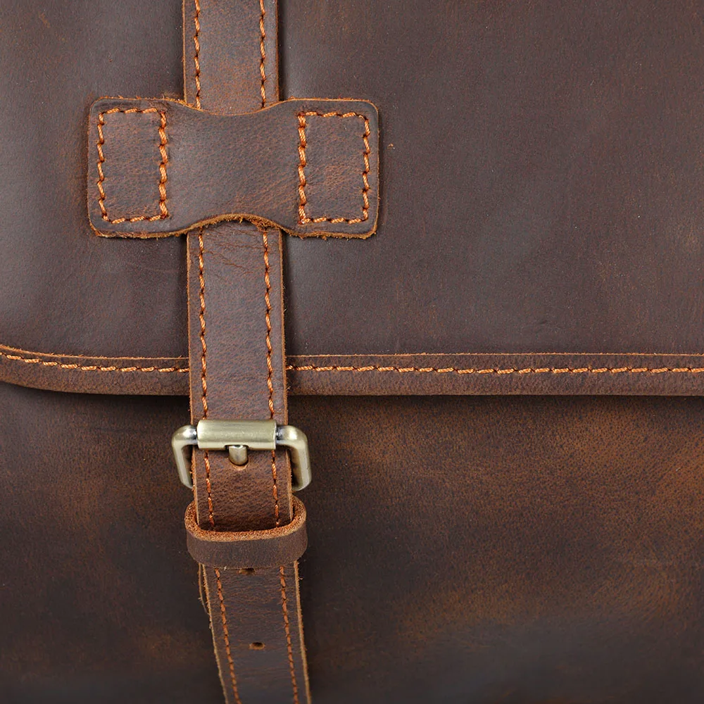 S.WORKER Luxuriöse Reisetasche aus Vollnarbigem Rindsleder im Vintage-Stil, Große Handgepäcktasche – Detail 11