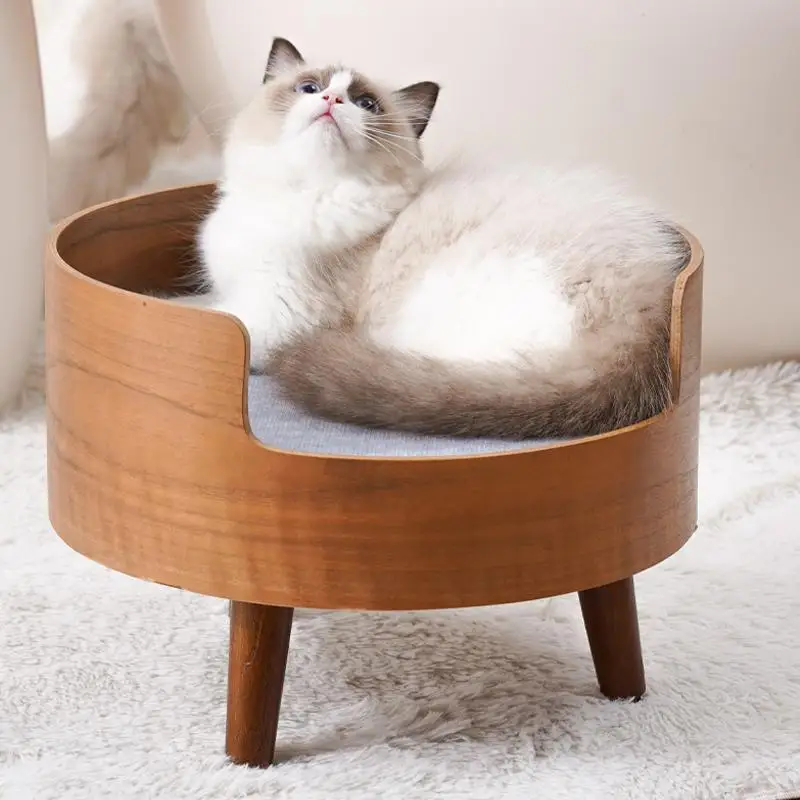 

Sustainable Solid Pine Wood Round Pet Sofa For Small Animals All Seasons Pet Furniture For Dogs And Cats
