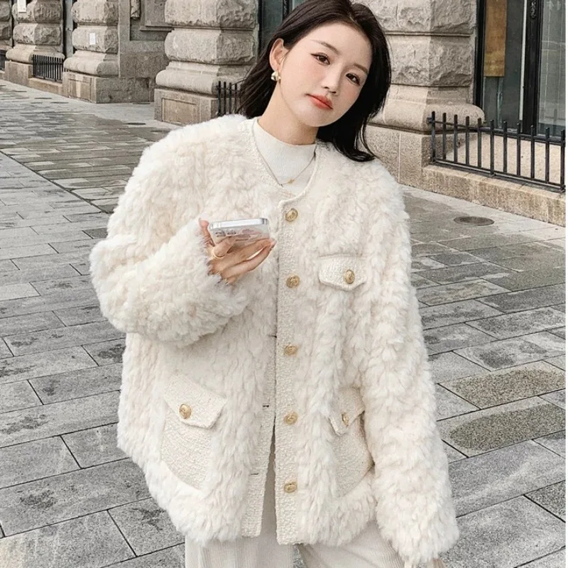 

Thickened Small Fragrant Jacket Women's Foreign Style Autumn and Winter Versatile New Wear Plush Loose Top Ins Tide