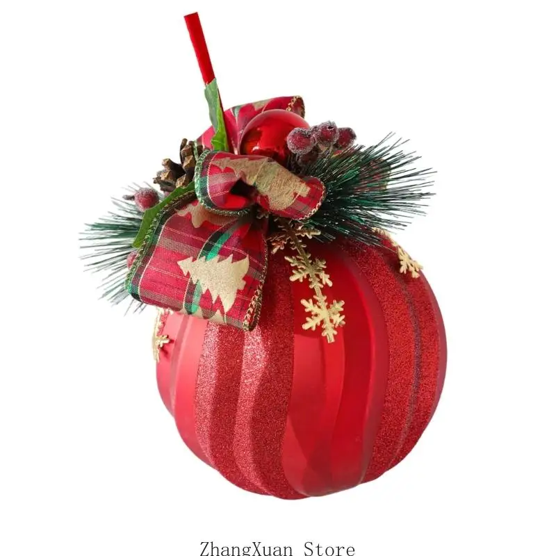 Saisonale Weihnachtsdekoration mit Bandakzent und Kunststoffschale für die Platzierung von Baumkranz-Einstiegsschienen – Detail 3