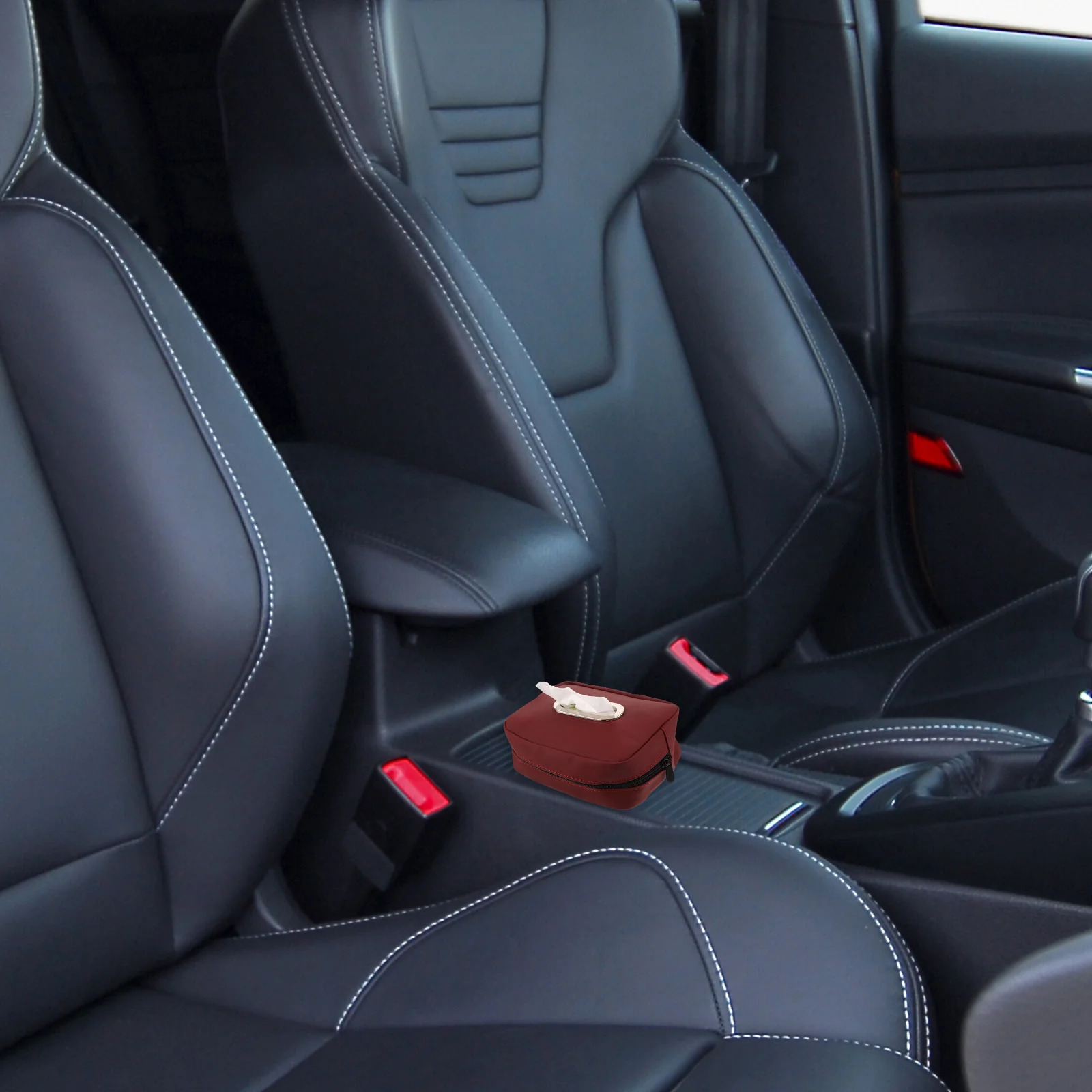 حامل مناديل السيارة من البولي يوريثان، حاجب من الشمس العالمي، موزع منظم للمقعد الخلفي لملحقات السيارة الداخلية باللون الأسود