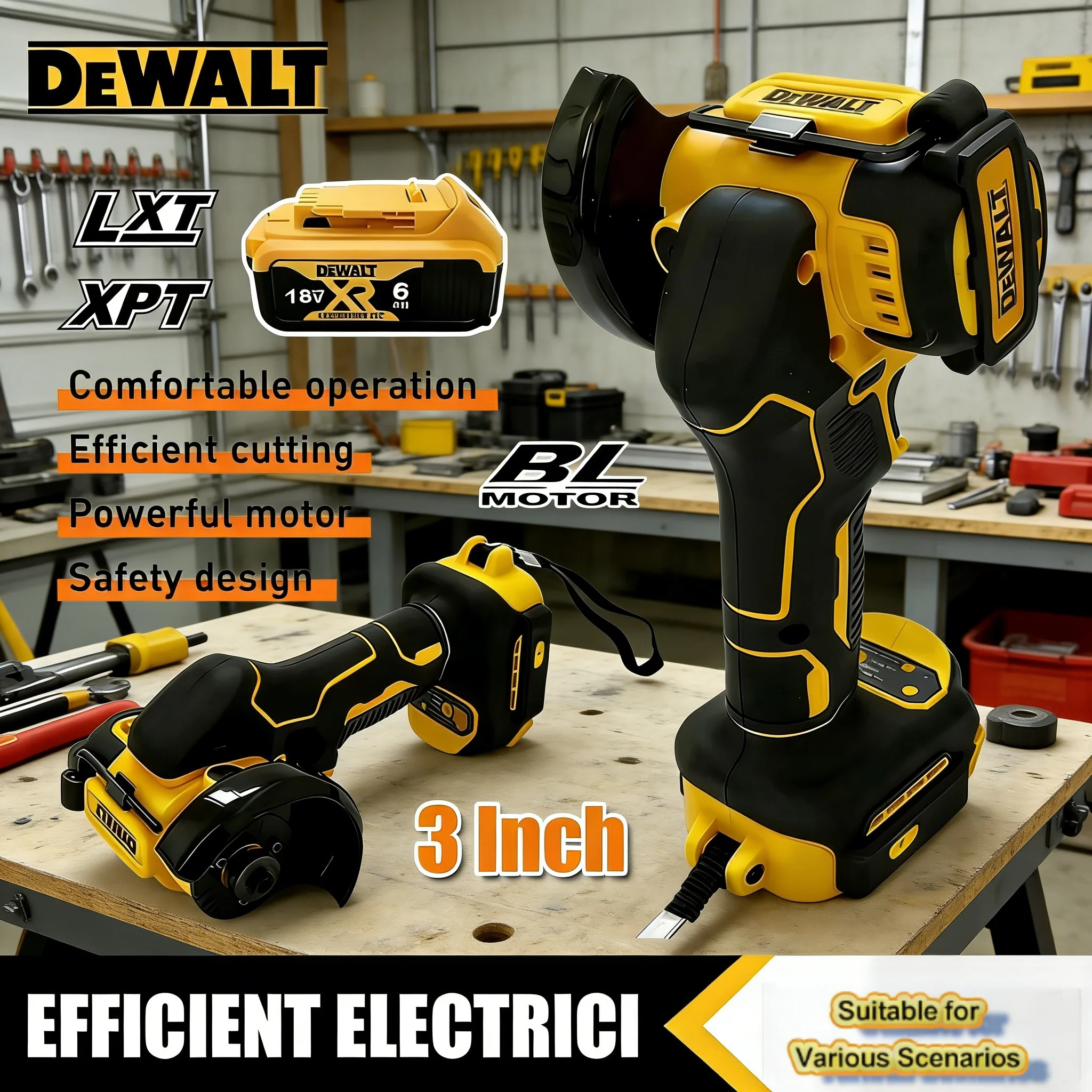 

Аккумуляторная мини-угловая шлифовальная машина DEWALT 3 дюйма, электрический инструмент для полировки и резки, совместим с аккумулятором Dewalt 20В