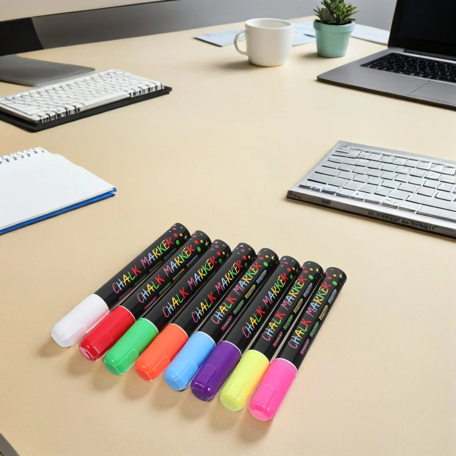 8Pcs Chalk Markers Liquid Chalkboard Pens Thick Tip Erasable Wipeable Smooth Writing Multi Colors for Blackboard Glass Windows