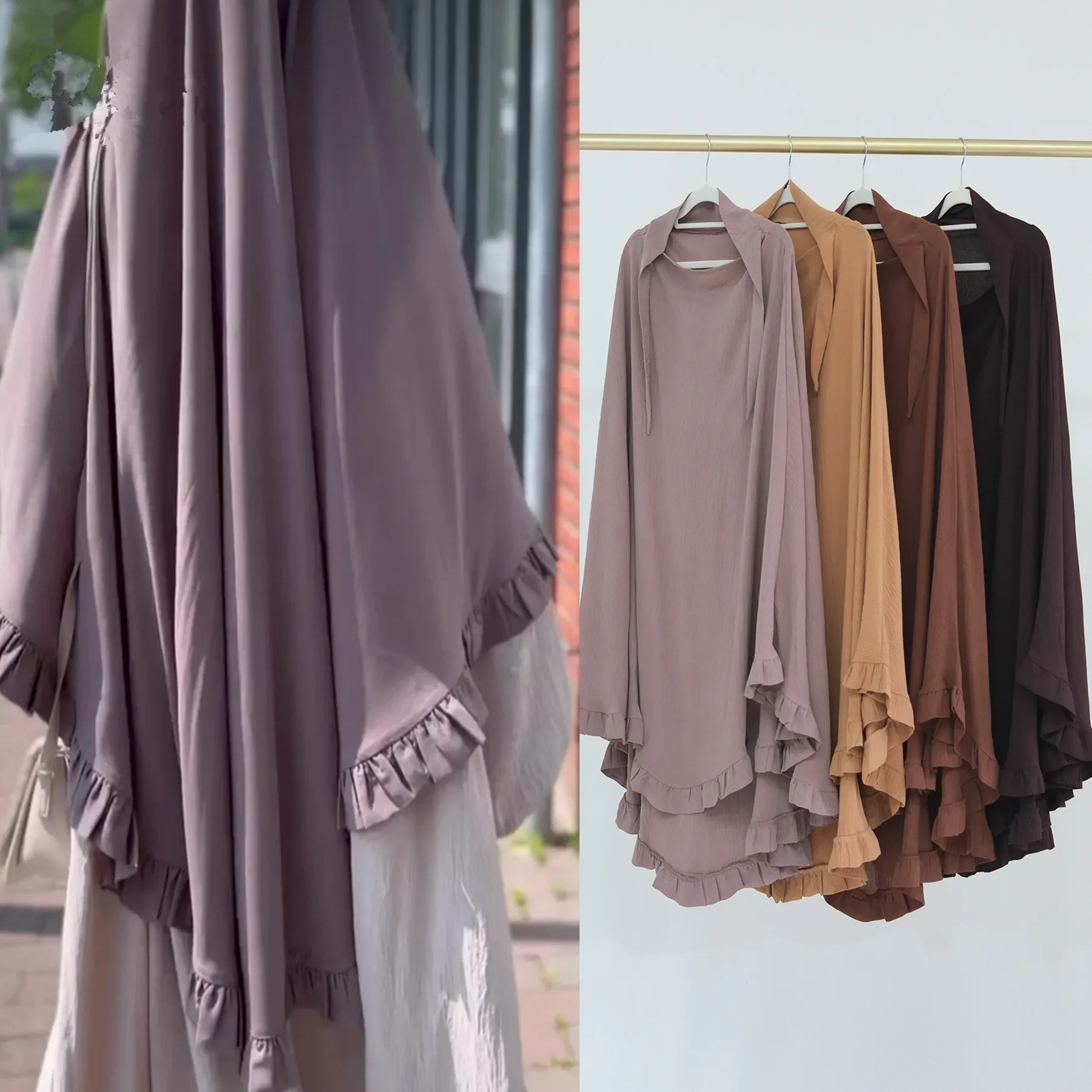 Eid Ramadan Muslim Women Tops Khimar Islam Clothing Arabic Robe Dubai Abaya Turkey Kaftan Niqab Headdress Headscarf Nikab Dress