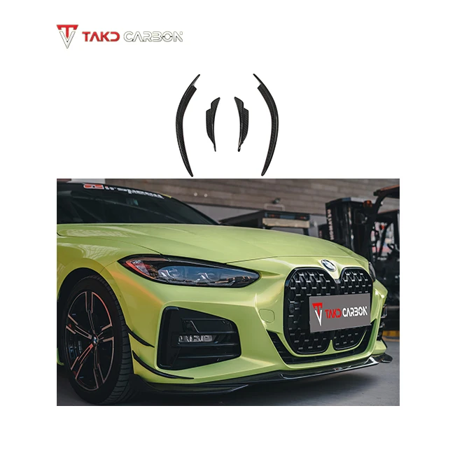 

TAKD Carbon High Quality Perfect Fitment Aerodynamic Dry Carbon Fiber Front Bumper Canards for bmws 4 Series G22 G23 2021-UP