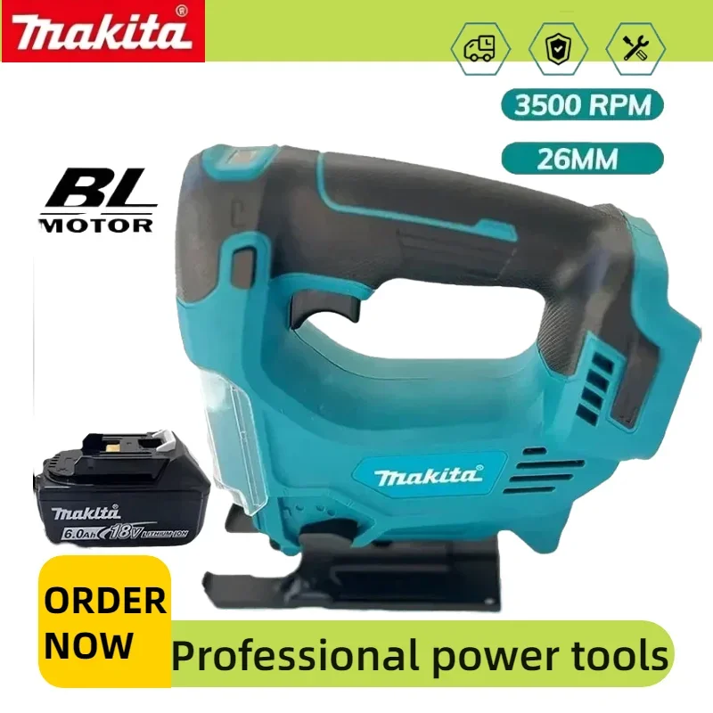 Makita 18V Rechargeable Jig Saw Portable Electric Curved Saw 26mm Cutting Depth Household & Industrial Woodworking Tool