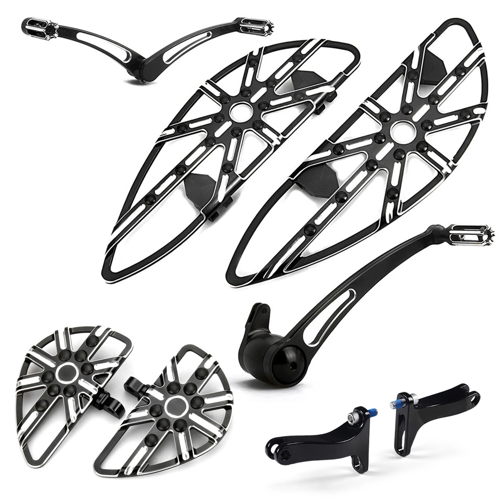 Black Gauge Rider Passenger Floorboards Shift Brake Levers Street Cvo for Harley Touring Road Glide Custom Fltrxse 2014-up
