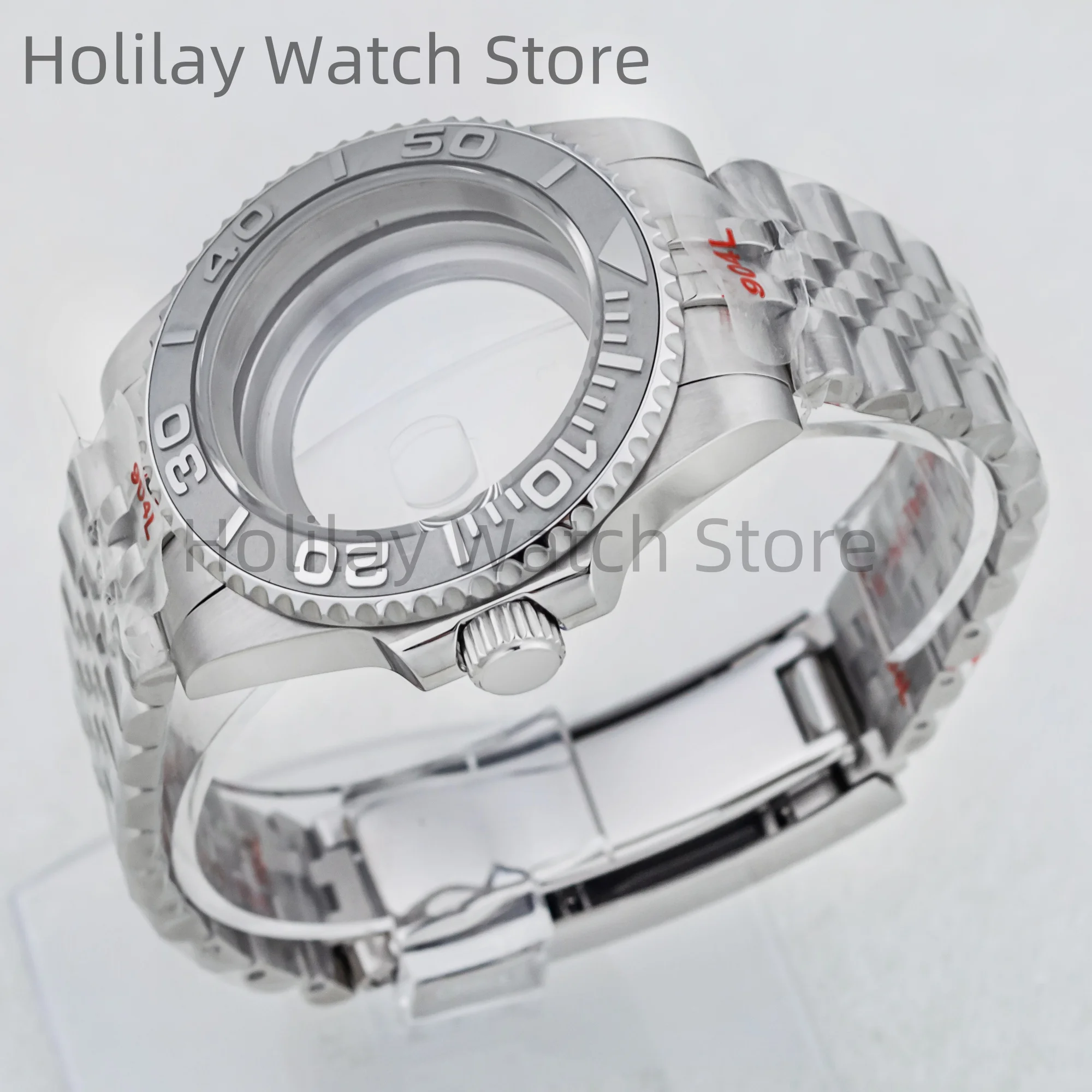 40mm Watch Case 20mm Bracelet Set Case Sapphire Crystal Glass For Nh35 Nh36 Mechanical Movement 28.5mm Dial YACHT-MASTER Case