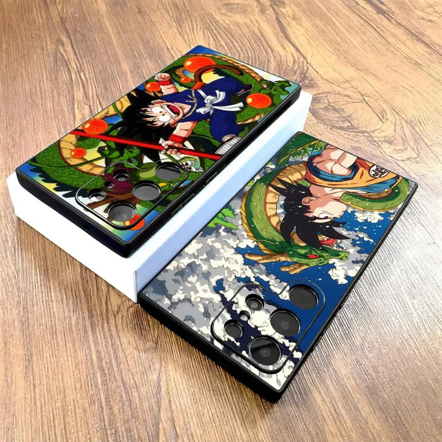 Schwarze weiche Handyhülle für Samsung Galaxy S23 Ultra S24 Plus S25 Edge S21 FE S20 Retro Dragon Ball Goku