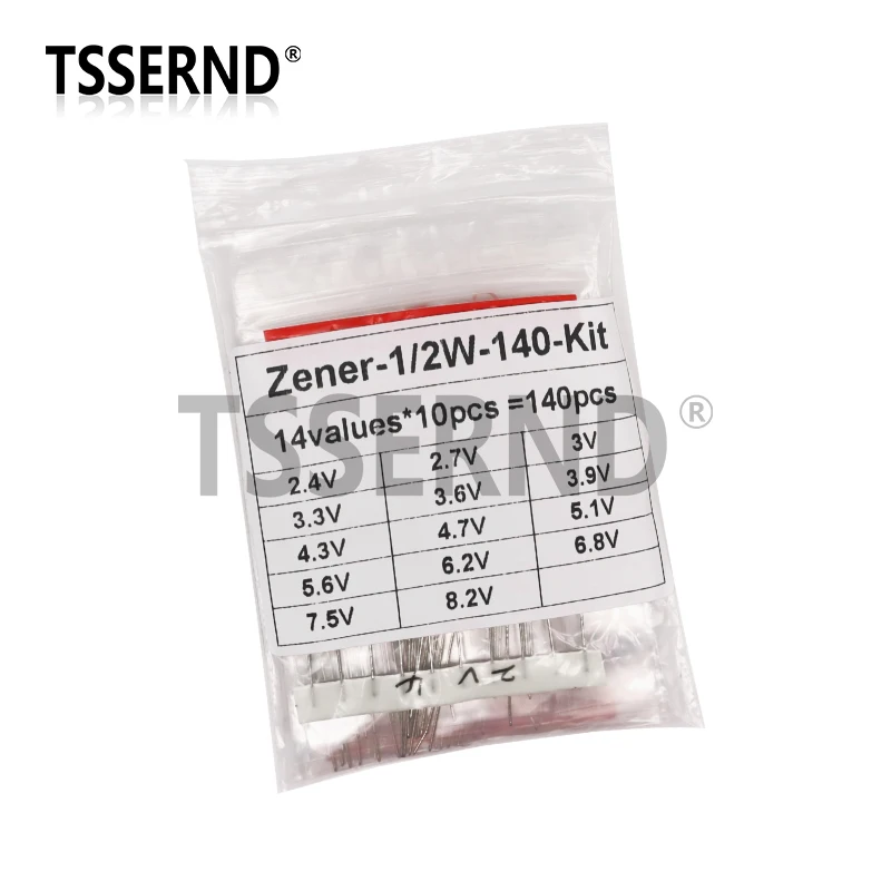 140pcs 1/2W Zener Diode Assorted Kit 0.5W 14Values Each 10pcs 2.4V-8.2V DIY Sample Set New