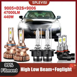 Car Light Bulbs LED Headlight 9005 High Beam+D2S Xenon Low Lamp+9006 Foglamp For Lexus LS460 ES350 2007 2008 2009 2010 2011 2012