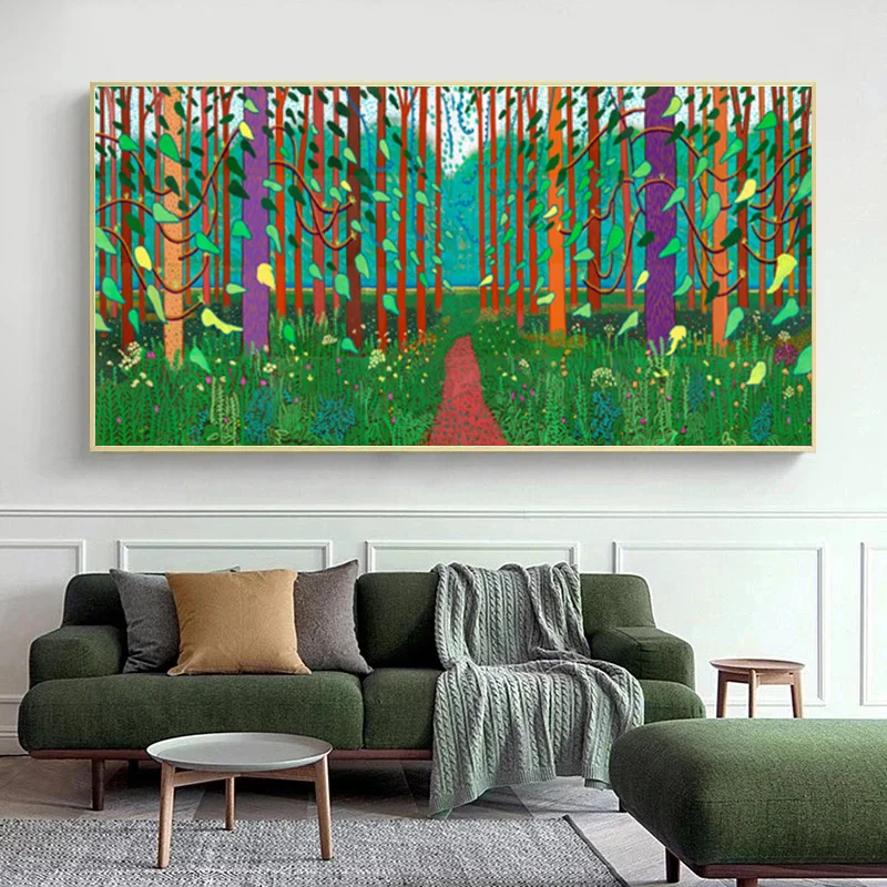 David Hockney The Arrival of Spring Poster Landscape Artwork Prints Green Tide Canvas Painting Wall Art Pictures Home Decor