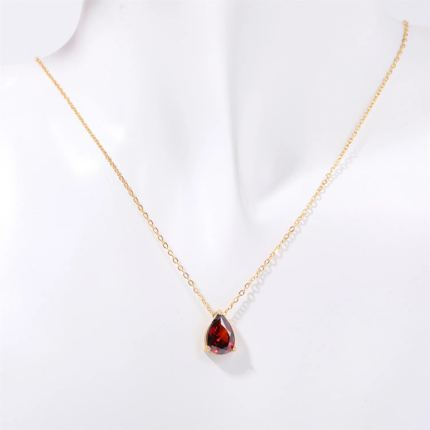 Minimalist Stainless Steel Shinny Waterdrop Shaped Zircon Necklace for Women Girls Waterproof Jewelry Birthday Gifts