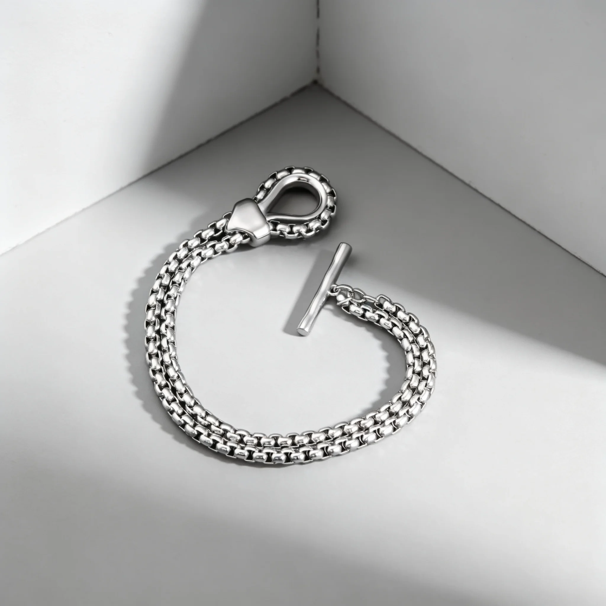 Punk Cuban Chain Bracelet For Women Men, Stainless Steel Silver Color Snake Head OT Buckle Link, Hip Hop Jewelry Gift - view 3