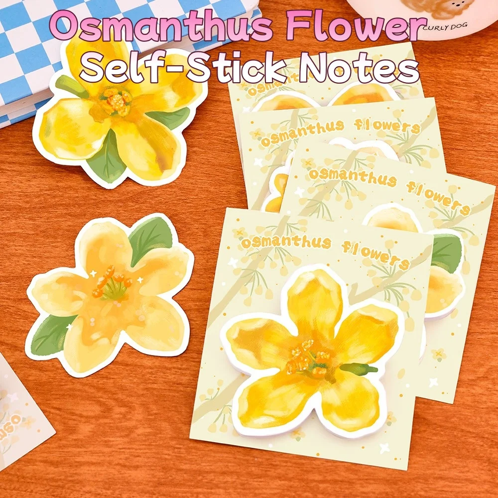 Student School Learning Stationery Osmanthus Flower Shaped Self-Stick Notes, Creative N-Times Removable Memo Pads