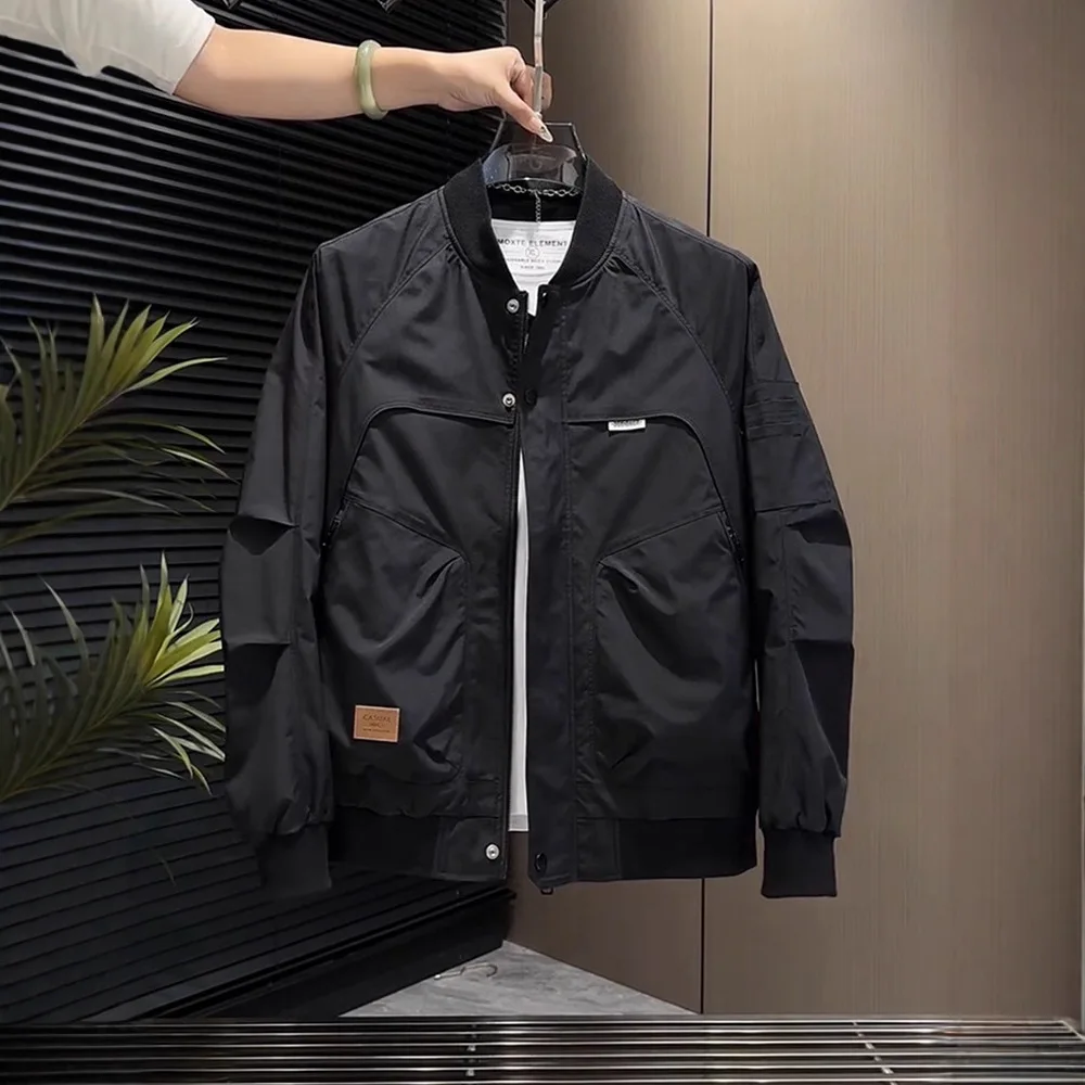 4XL Men's Workwear Bomber Jacket,  Spring Autumn Windbroof Baseball Coat For Man, Streetwear Zip Up Men Jacket