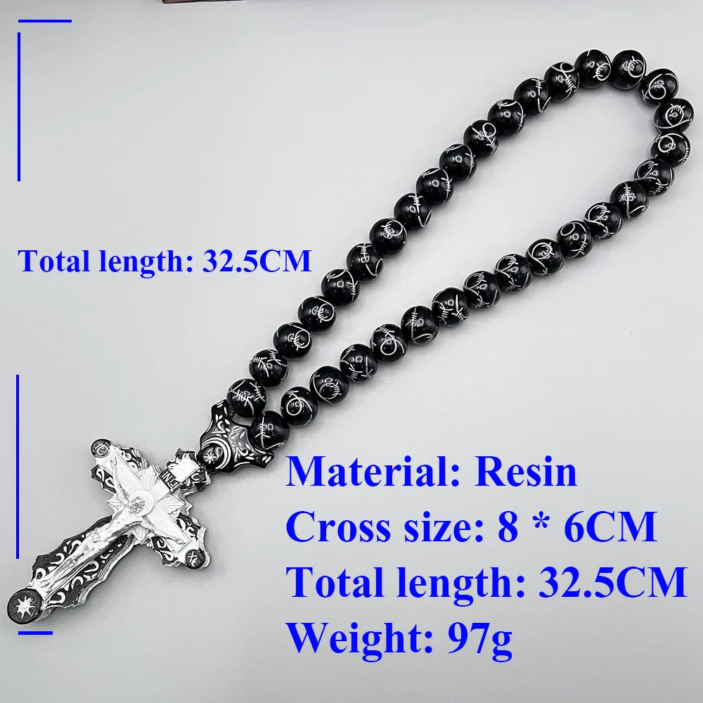 GS138-8 Necklace Cross Holy Christ Jesus Resin Paintings Exquisite Beads Redemption Religious Decoration  3D Stereo Car Pendants