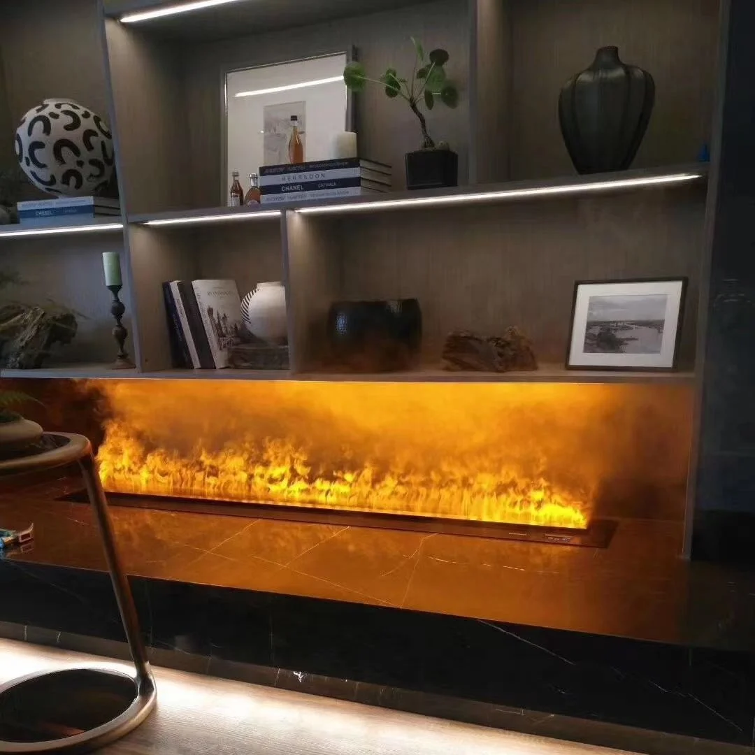 Holographic fireplace flame-like effect LED water vapor fireplace conforming to EU certification