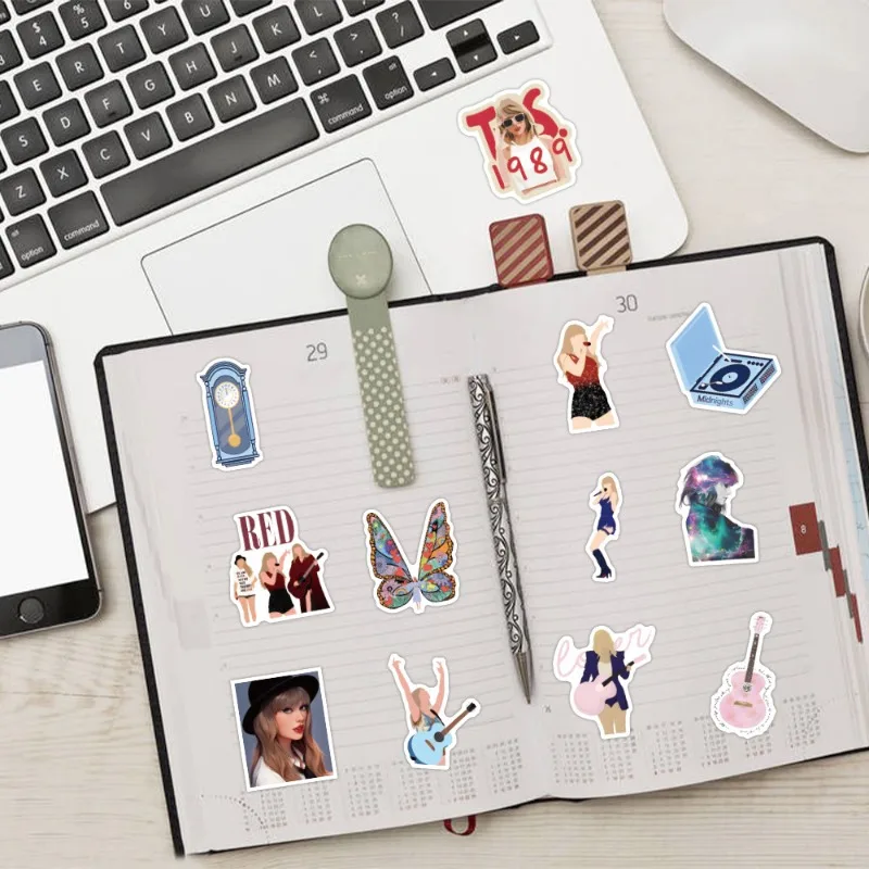 50pcs Taylor Swift Graffiti Stickers Luggage Water Cup Guitar Car Scooter Stationery Refrigerator Mobile Phone Decoration Decals