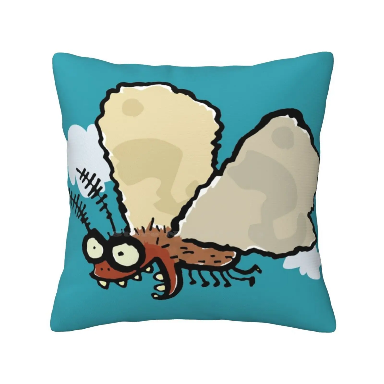 Melli , The Mean Moth Pillowslip Pillowcase Moth Mean Mad Insect Air Flying Funny Cartoon Animal Grin Teeth Wings Brown Evil