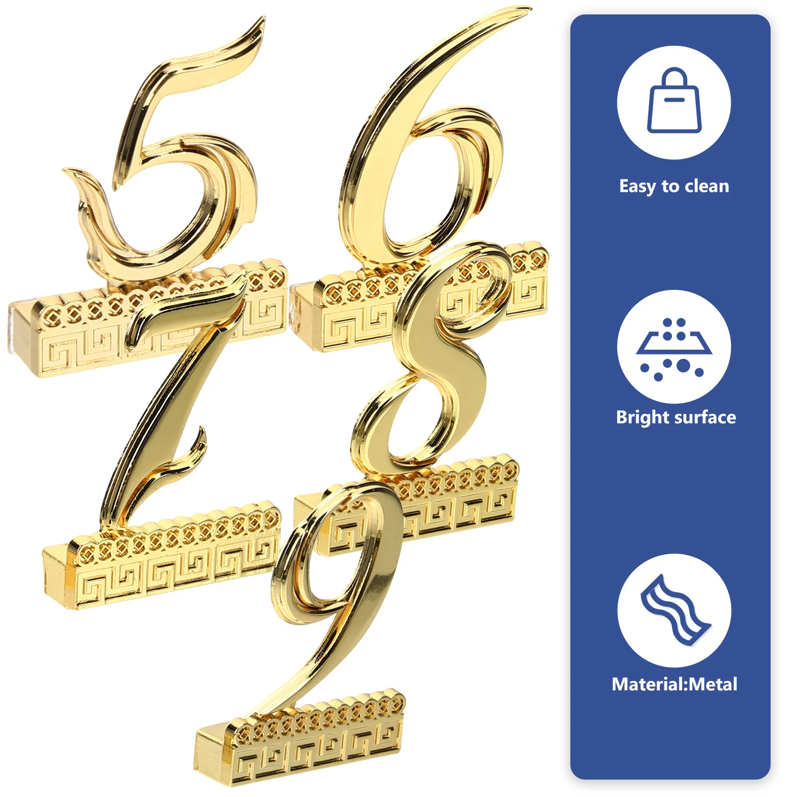

5Pcs Metal Door Numbers Modern Self-Adhesive House Number Sign for Mailbox Wooden Mailboxes Wide Range of Use House Number