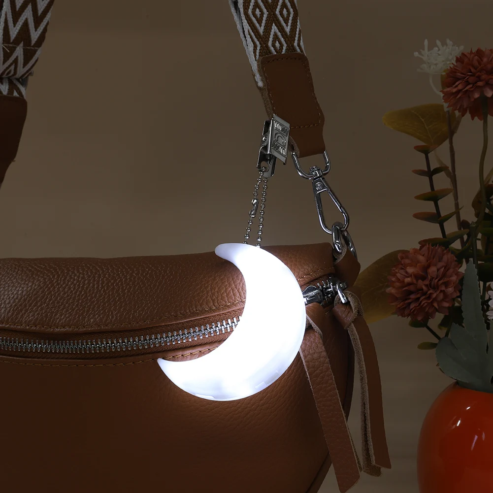 Bolsa em formato de lua com sensor automático, luz noturna suspensa com clipe, lâmpada sensível ao toque para mulheres e meninas