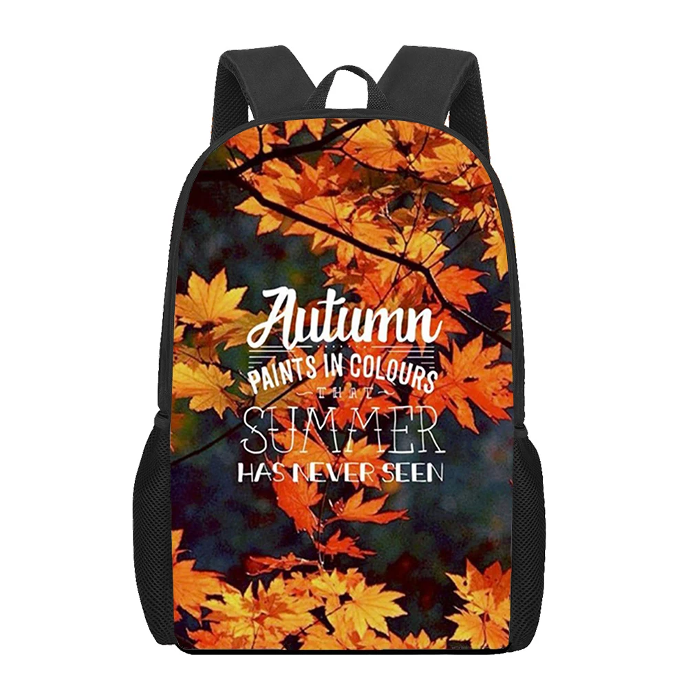 Autumn leaves Backpack 3D Print School Bag Double Shoulder Bag Laptop Bagpack Waterproof Travel Picnic Bag for Men Women Teens