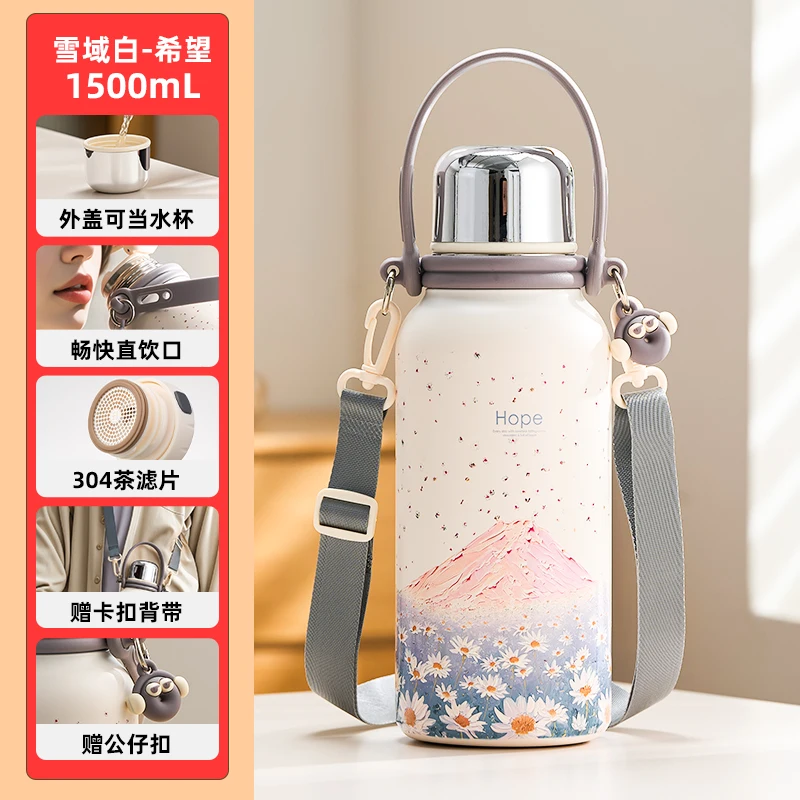 Gianxi Stainless Steel Vacuum Flasks Ice Cup Cold Insulation Cup Portable Cup Thermos Cup Brings High Capacity Drinkware Mug