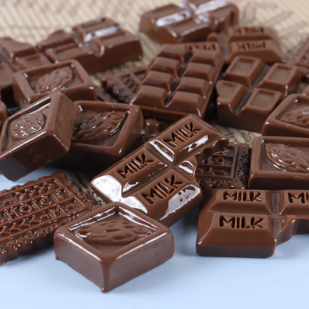 10 Stück gemischte Stile aus Kunstharz, Mini-Planar-Schokolade, Flatback-Charms, Bastelmaterial, Scrapbooking, Cabochon, Miniatur-Zubehör, DIY