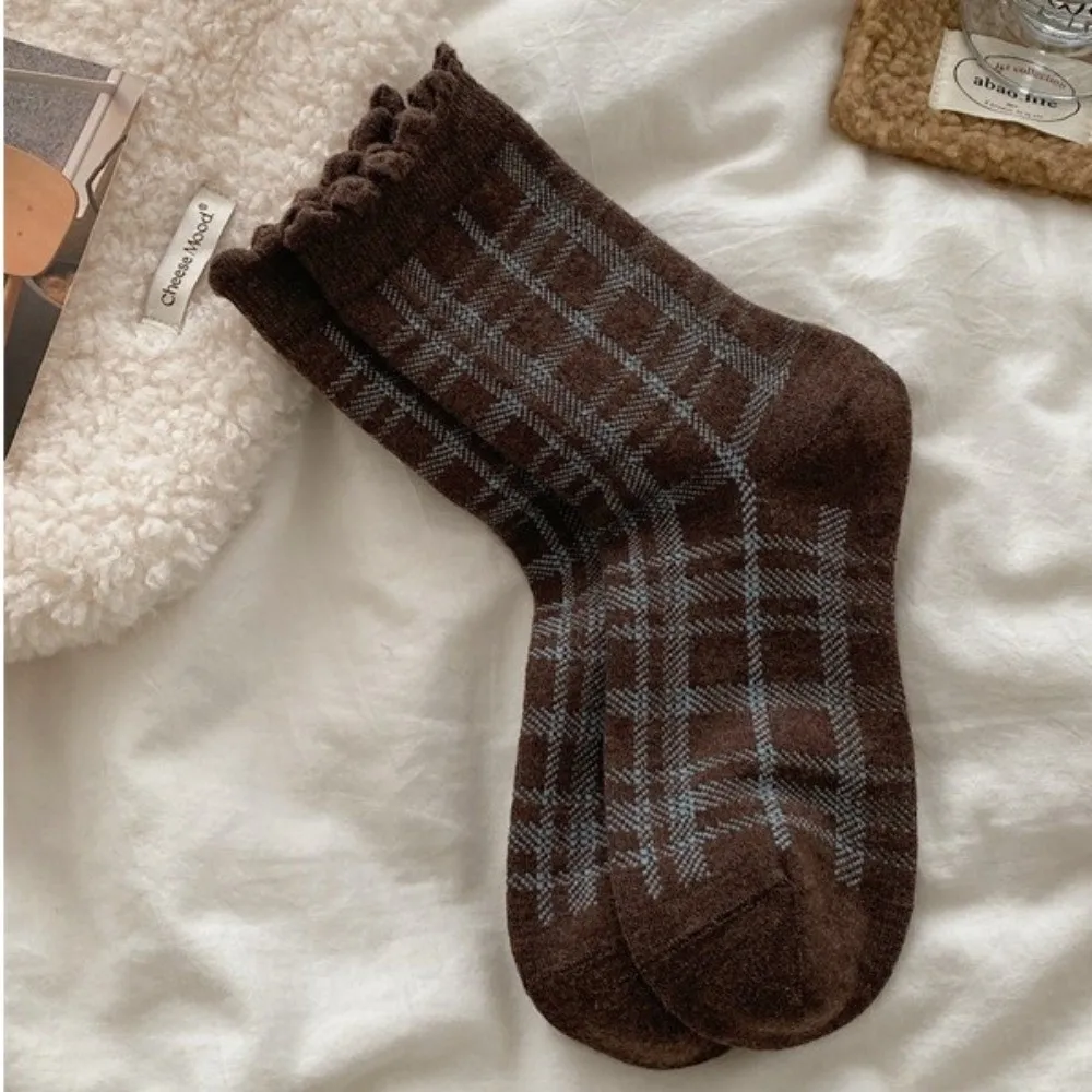 

Fashion Cute Ruffle Mid Tube Socks Comfortable Thickned Long Socks Warm Socks Autumn Winter