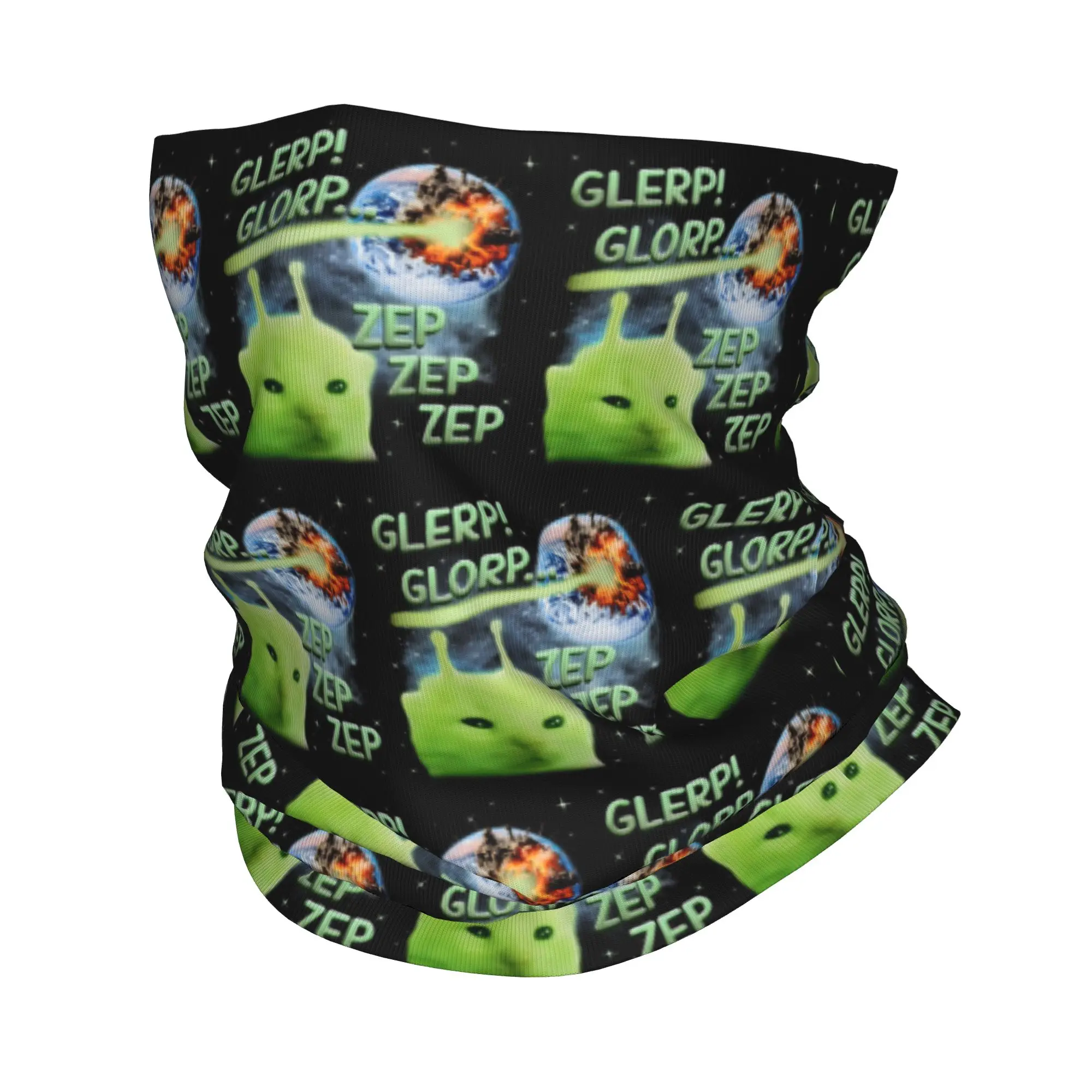 Glerp Glorp Alien Cat Weird Brainrot Meme Space Humor Bandana Neck Cover Printed Wrap Mask Scarf Cycling Scarf Riding For Adult