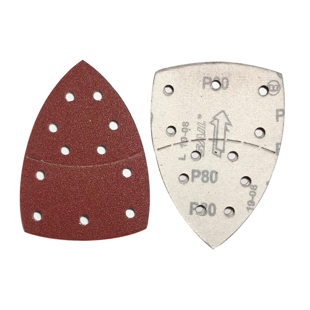 40Pcs Self-Adhesive Sandpaper Set Triangle Sander Paper 11 Holes 40 60 80 120 180 Grit Multi-Functional Sanding Discs Polishing