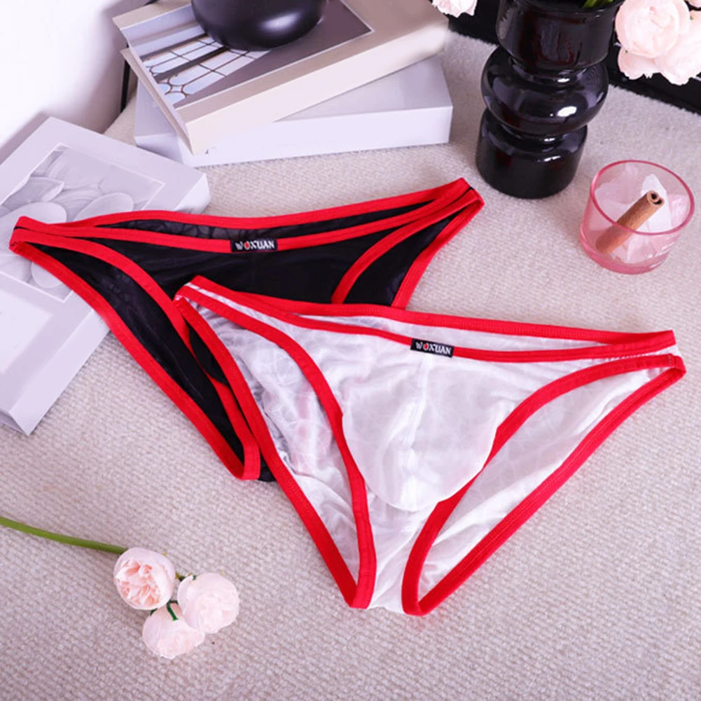 

Men's Lace Briefs See Through UnderpantsLow Waist Femboy Bulge Pouch Sexy Lingerie Breathable Underwear Men's Triangular Panties