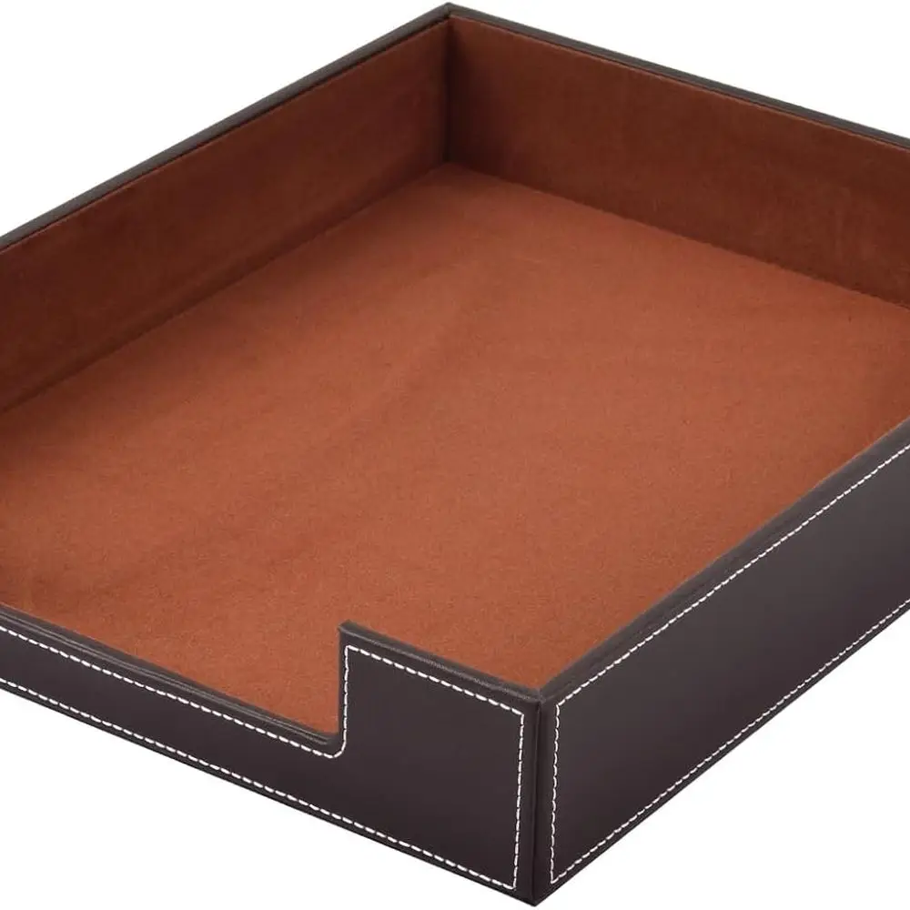 

Кожаный лоток для писем, настольный органайзер для офисных принадлежностей для почтовых бумажных файлов, журналов, ювелирных изделий, косметики, роскошный держатель для писем и кончиков