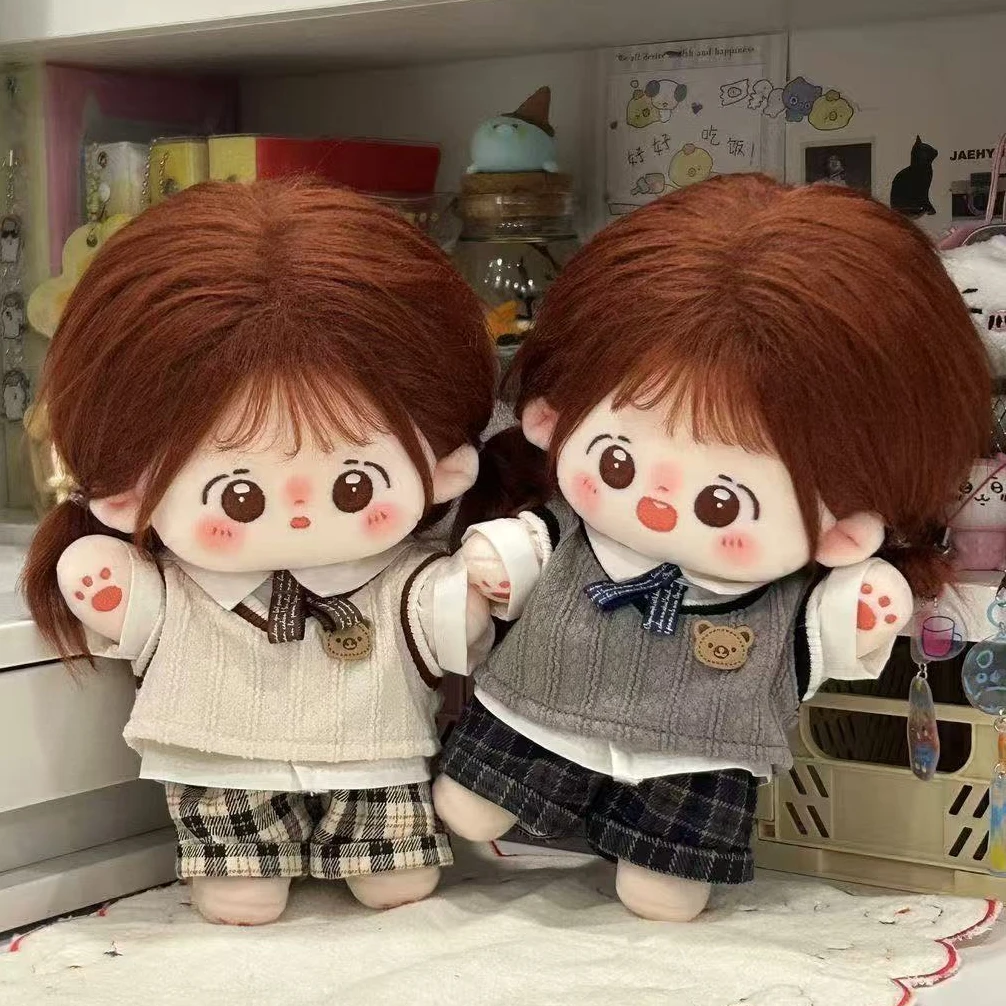 School Uniform for 20cm Cotton Doll Clothes Knitted Vest Cotton Idol Doll Clothes Outfit Fashion Plush Doll Clothing Accessories