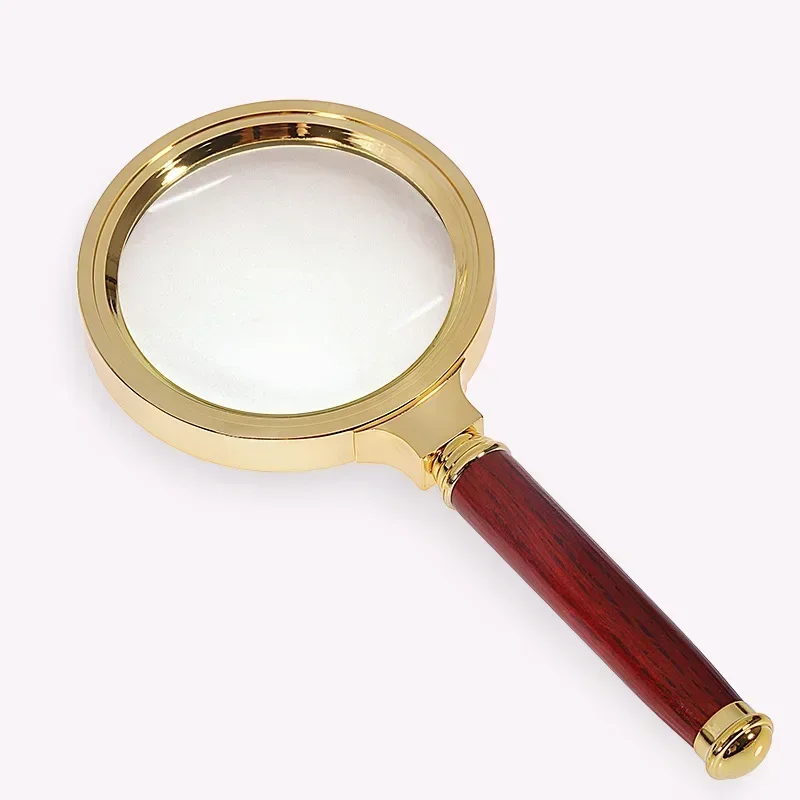 

5X Classical Design Metal Frame Wooden Handle Hand Magnifier Reading Loupe Map Magnifying Glasses Solder Clamp