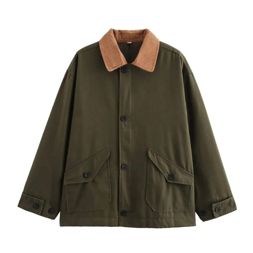 

Women's Cotton-Padded Jacket Loose Lapel Canvas Long Sleeve Fashion Outerwear European American Style Wholesale