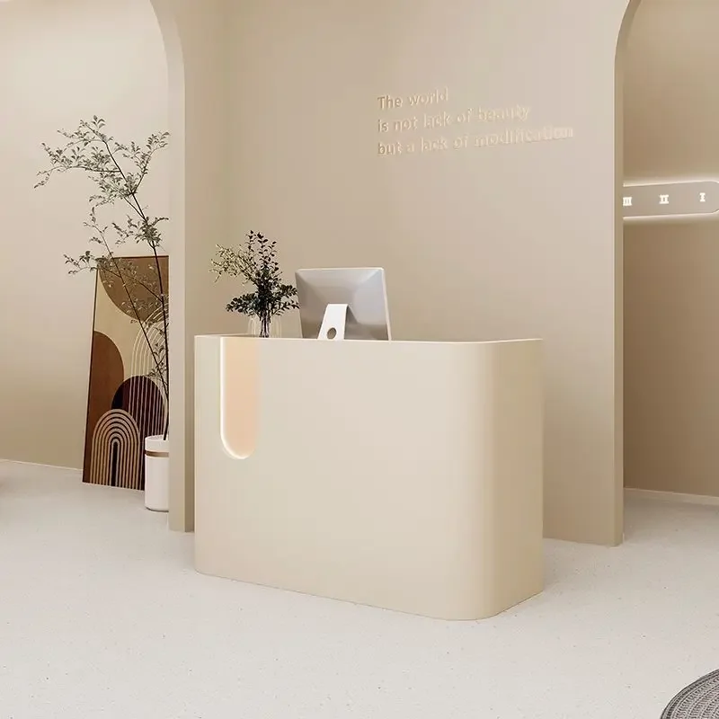 Cream Style Modern Reception Desk Luxury Checkout Front Desk Reception Desk Simple Design Office Furniture Caisse Et Caisse LLRD