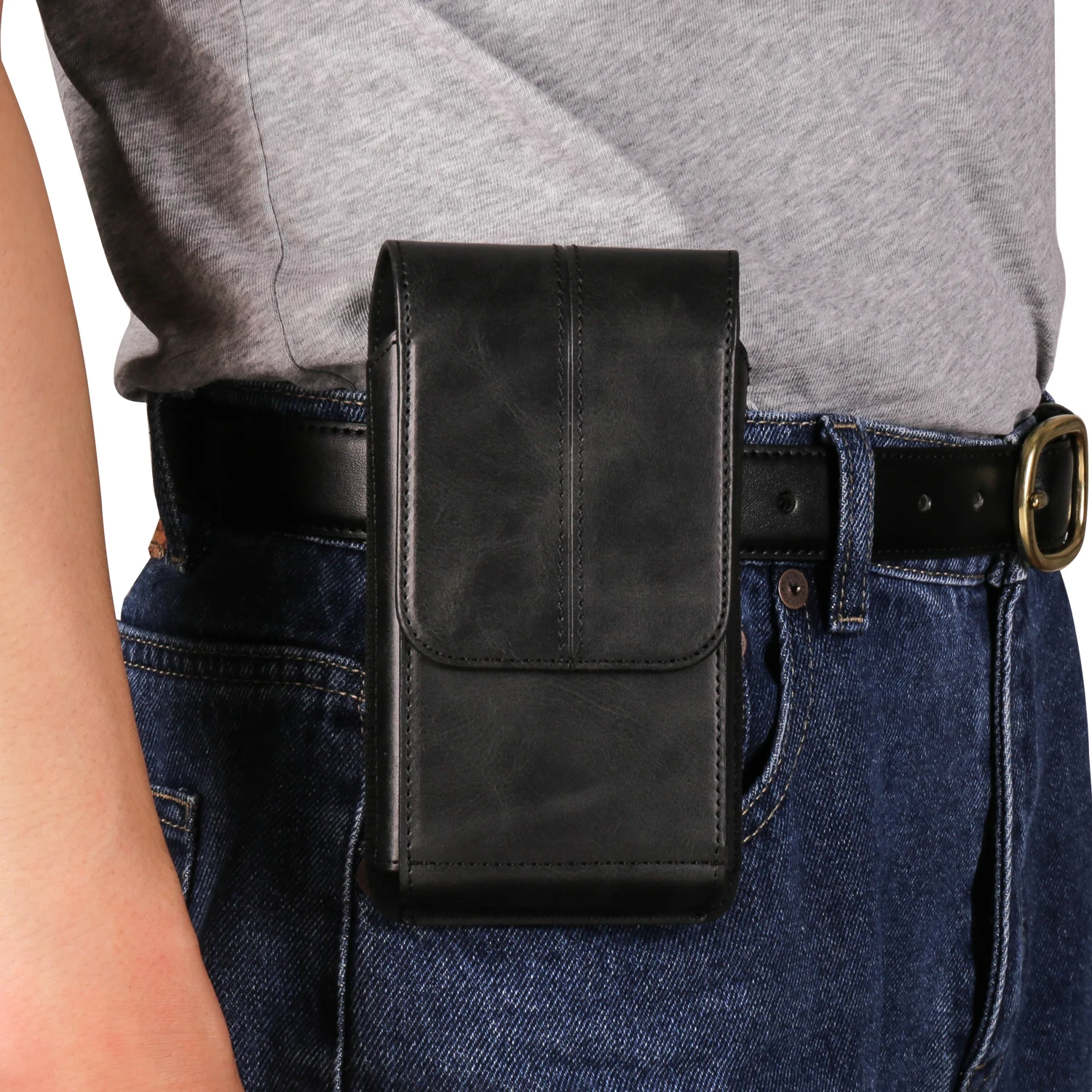 Etui na telefon z klipsem do paska ze skóry bydlęcej, męska torba biodrowa na Samsung Galaxy S25 S24 Ultra S23 Plus S22 S21 FE A16 A56 A55 5G, kabura
