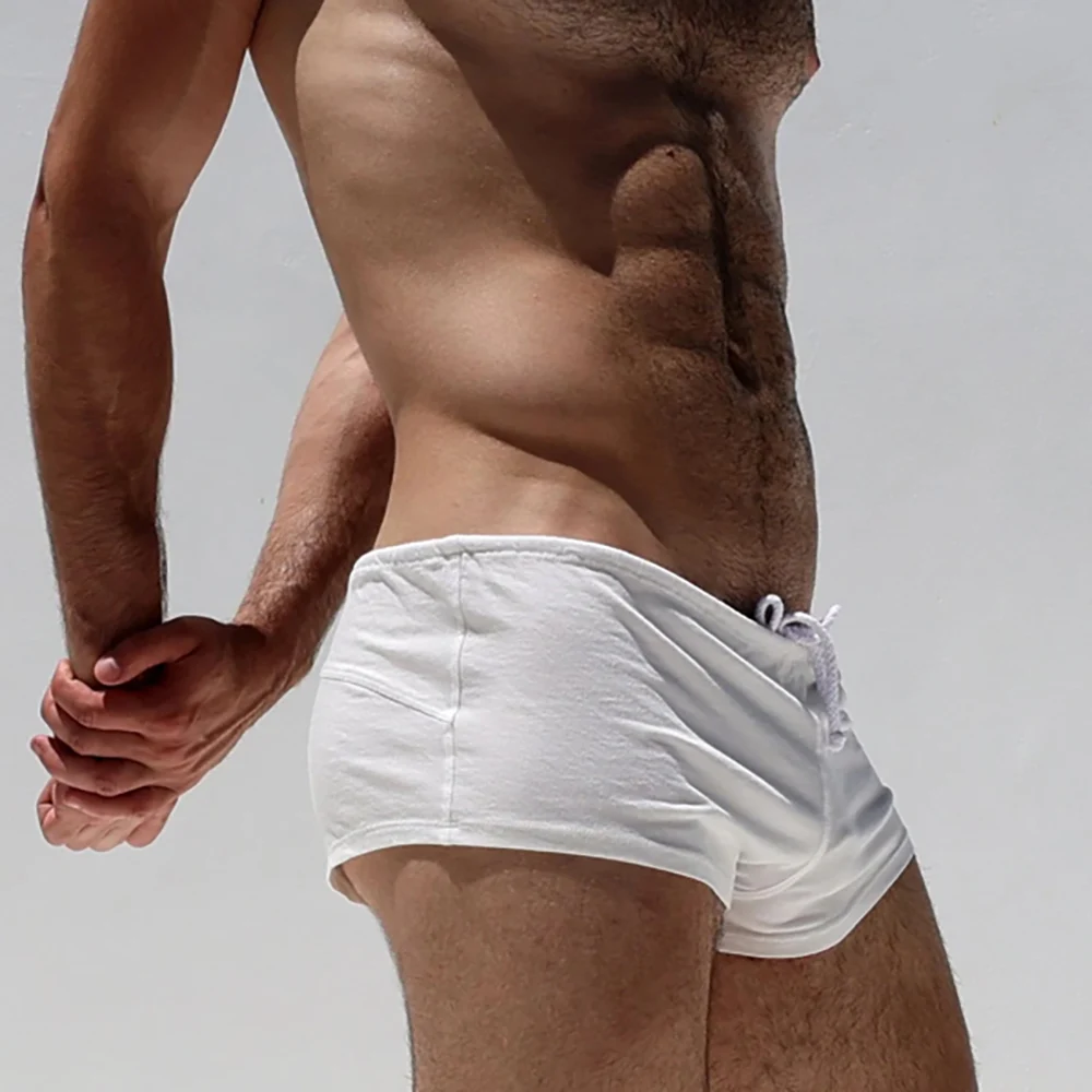 Men\'s Plain Casual Boxer Swim Underwear Summer Beach Swimming Pool Men Short Pants 2024 New Solid Color Male Trunks XS-2XL