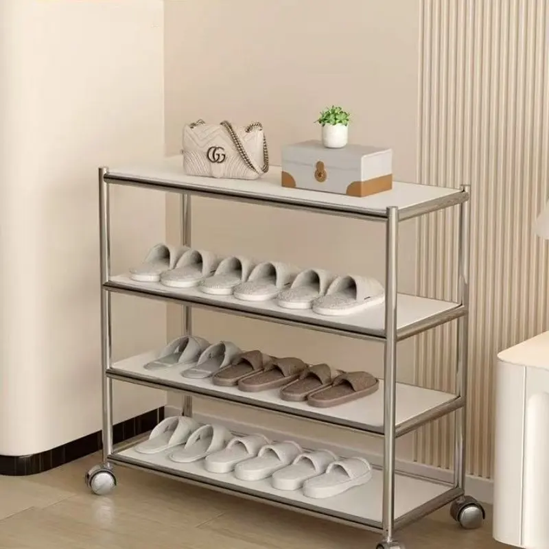 Multifunctional shoe rack Household indoor stainless steel dust shoe