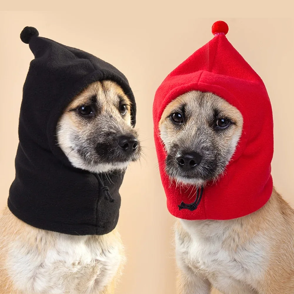 New Dog Hat Winter Warm Pet Cap Solid Color Dog Pet Ear Protector Hats Drawstring Design Adjustment Casual Pet Headgear